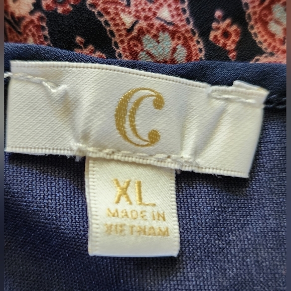 Charming Charlie Sleeveless Navy Print Boho Tassle-Tie Dress Women's XL - Picture 6 of 9